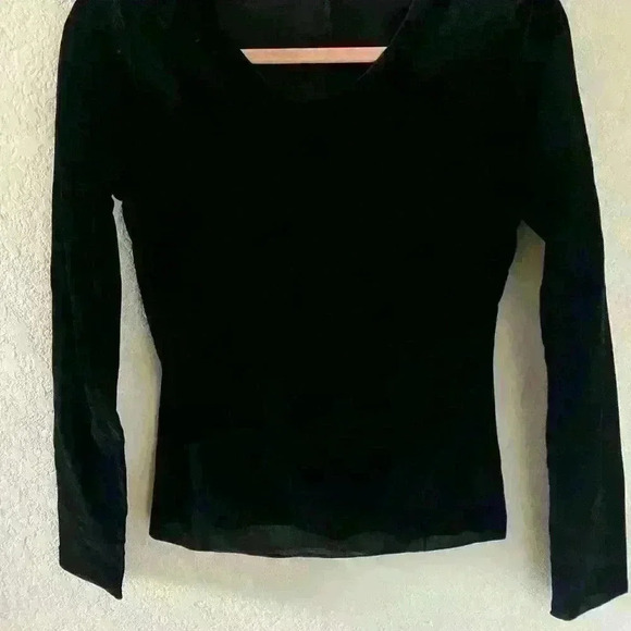 Free People IntimatelyFree Countdown Black Velvet Flocked Long-Sleeve Top Size M - Picture 3 of 8
